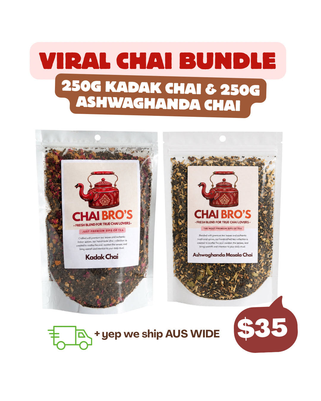 250g Kadak Chai & 250g Ashwaghanda Chai Bundle