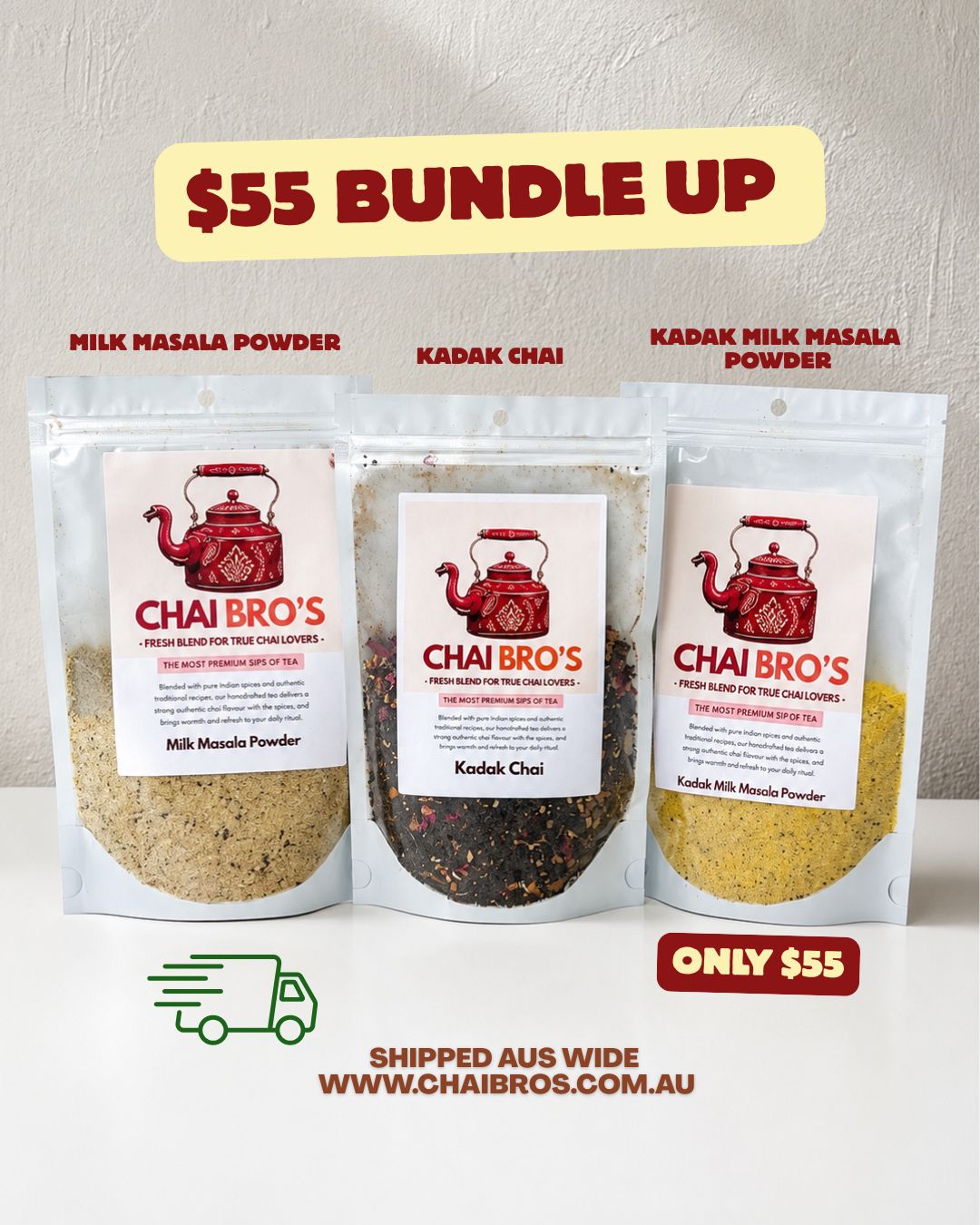 250g Kadak Chai & 250g Milk Masala Powder & 250g Kadak Milk Masala Powder