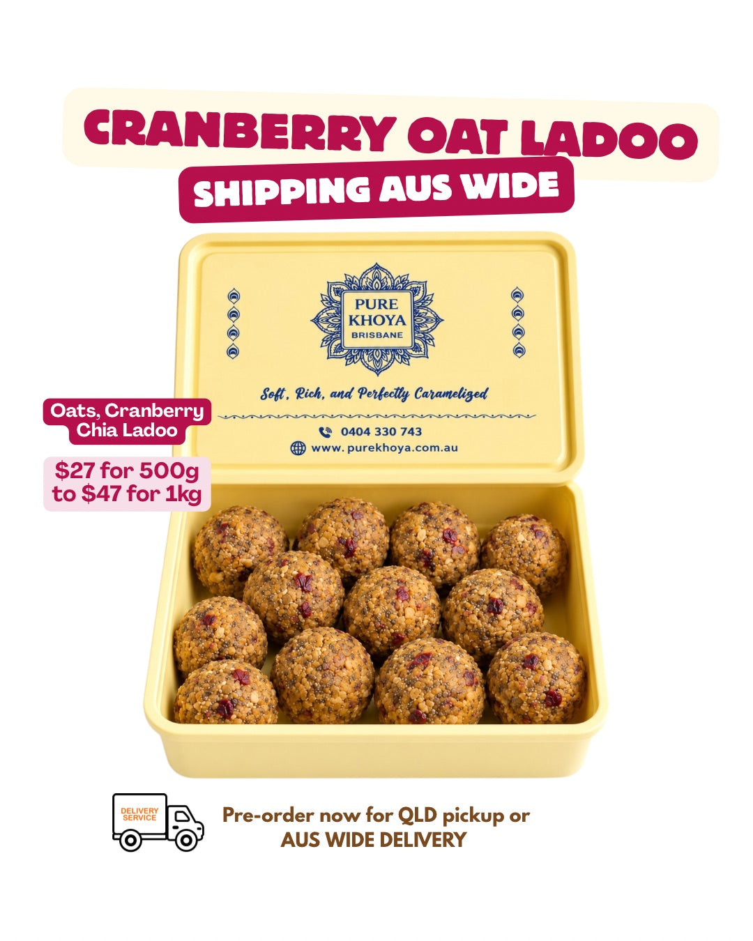 Cranberry Oat Chia Ladoo