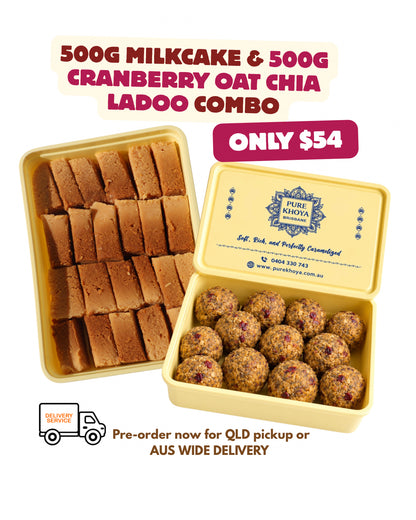 500g Milkcake & 500g Cranberry Oat Chia Ladoo Combo $54
